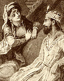 Queen Scheherazade tells her stories to King Shahryar